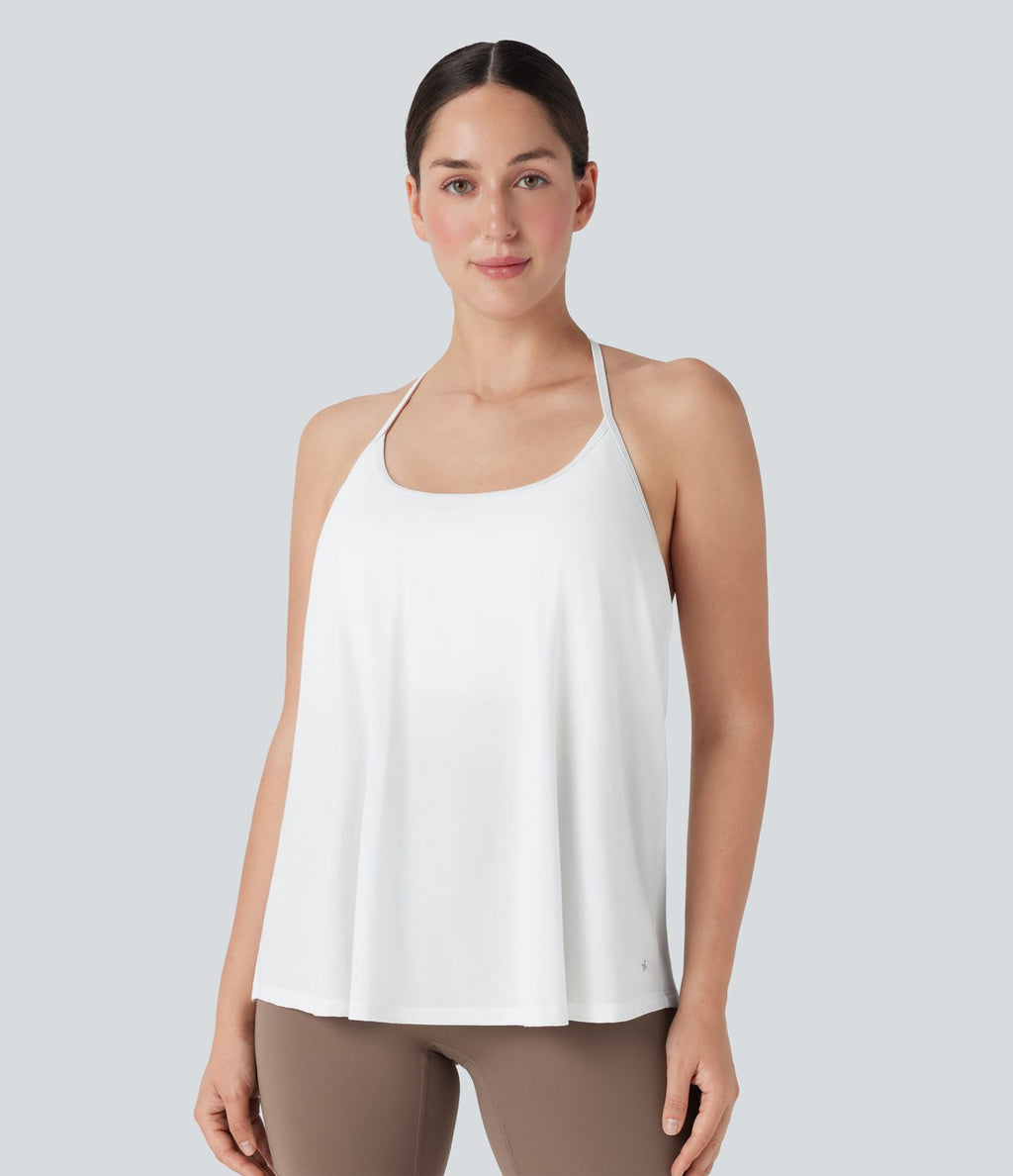 Haut de sport yoga SoftlyZero™ Airy licou drapé effet frais InstantCool, bonnets E-G, protection solaire UPF50+