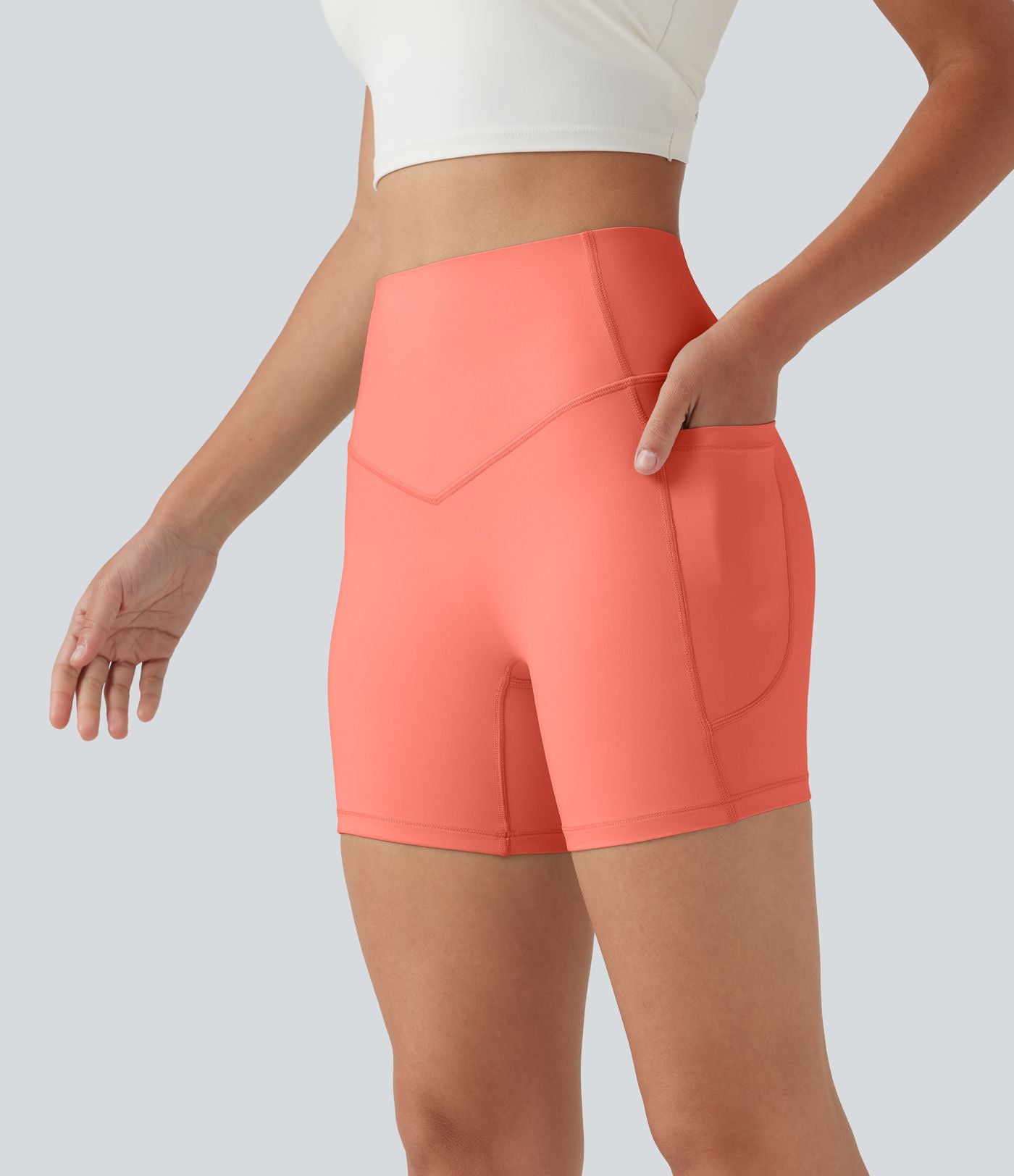Short biker Halara UltraSculpt™ taille haute effet ventre plat avec poches, 12,5 cm