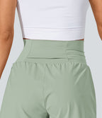 Short 7,5cm Yoga 2 en 1 Super Taille Haute Poches Arrière Poches Cachées Latérales