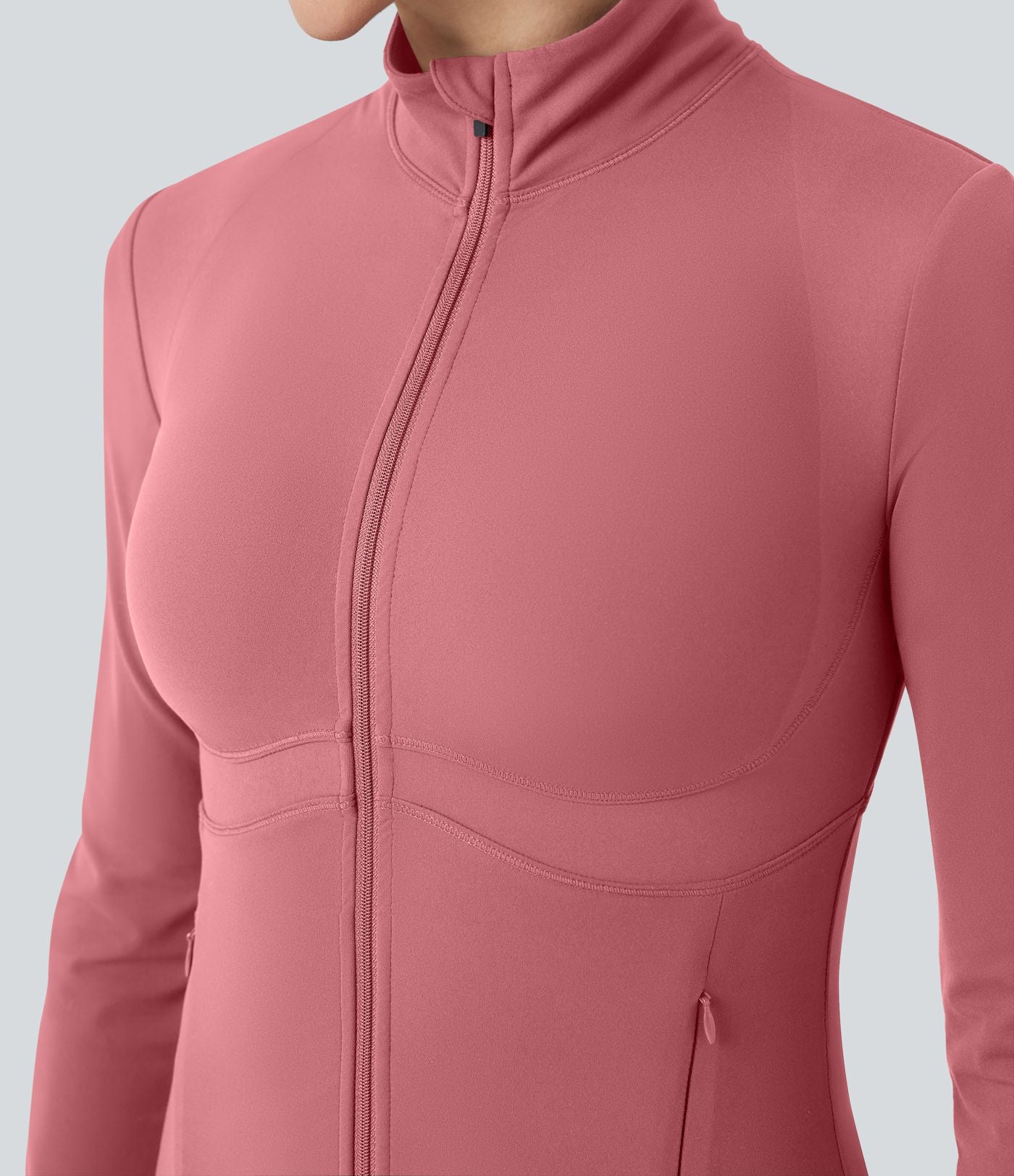 Veste de yoga Halara UltraSculpt™ col montant push-up manches longues à trous pouces avec poches