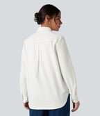 Chemise tailleur col chemise ourlet arrondi manches longues avec poche poitrine
