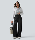Pantalon tailleur jambes droites taille haute gainant Halara Flex™ DayStretch avec poches