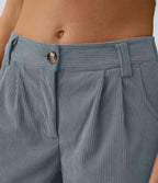 Pantalon en velours côtelé décontracté taille moyenne avec poches latérales