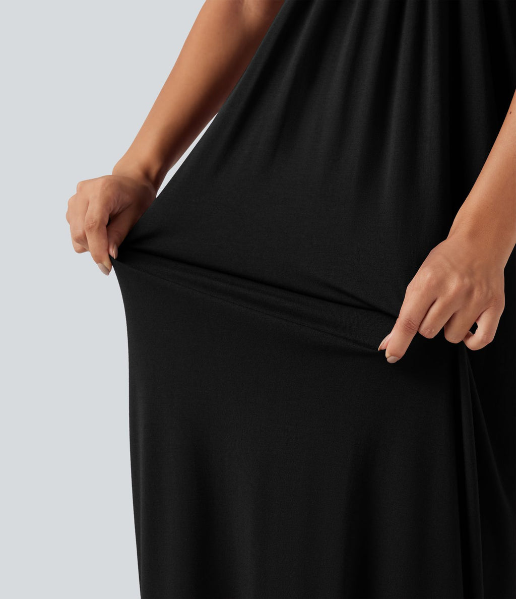 Robe longue dos-nu à nouer avec soutien-gorge intégré et poches, bonnets DD à F