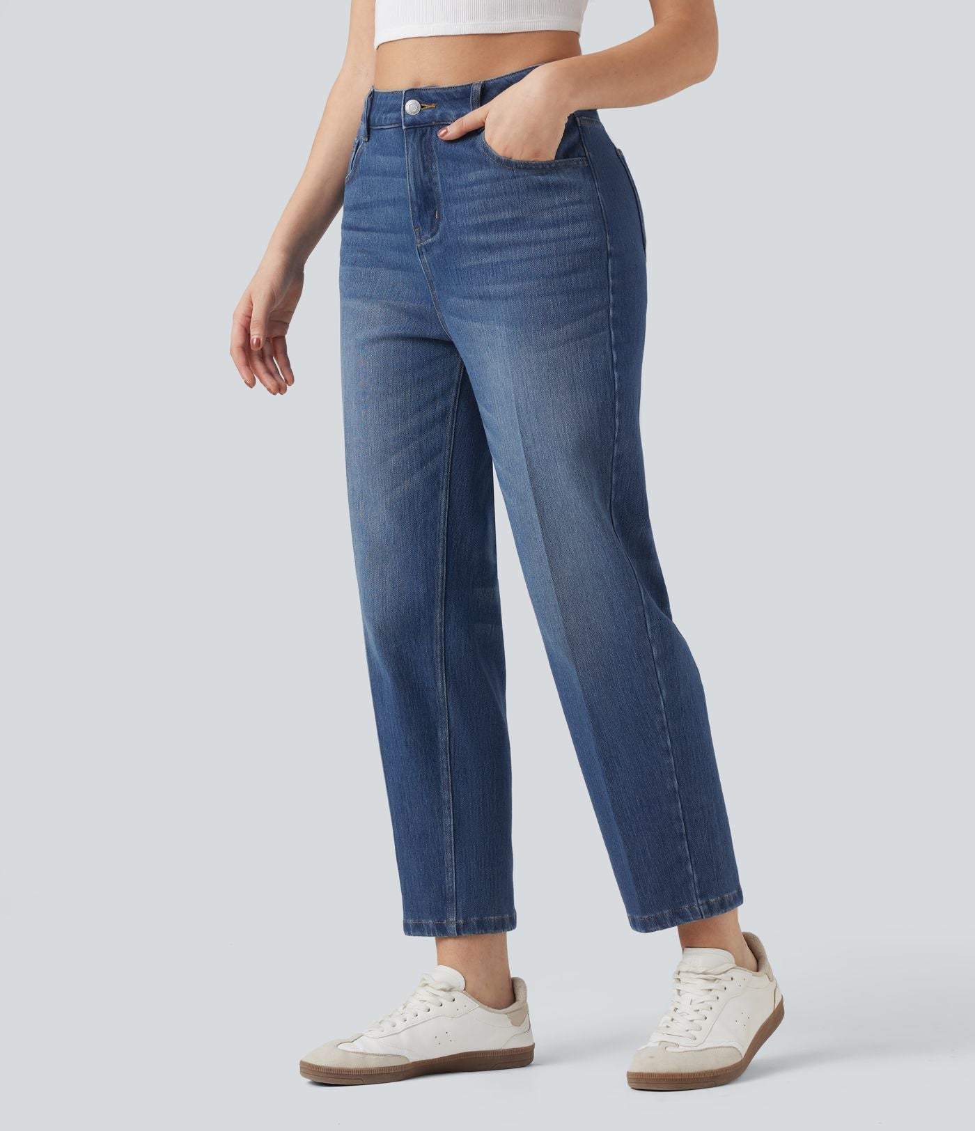 Jean droit 7/8 Halara Flex™ taille haute avec poches