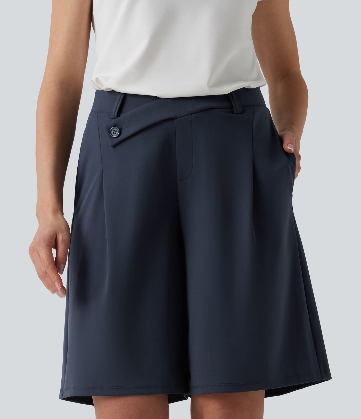 Short tailleur DayStretch mi-taille asymétrique 25 cm avec poches