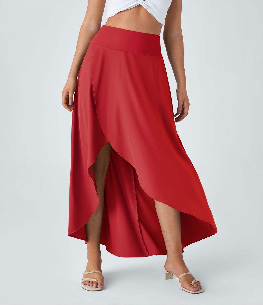 Jupe Longue Casual Breezeful™ Taille Haute à Volants 2en1 Fluide Sèchement Rapide Quotidien Maxi