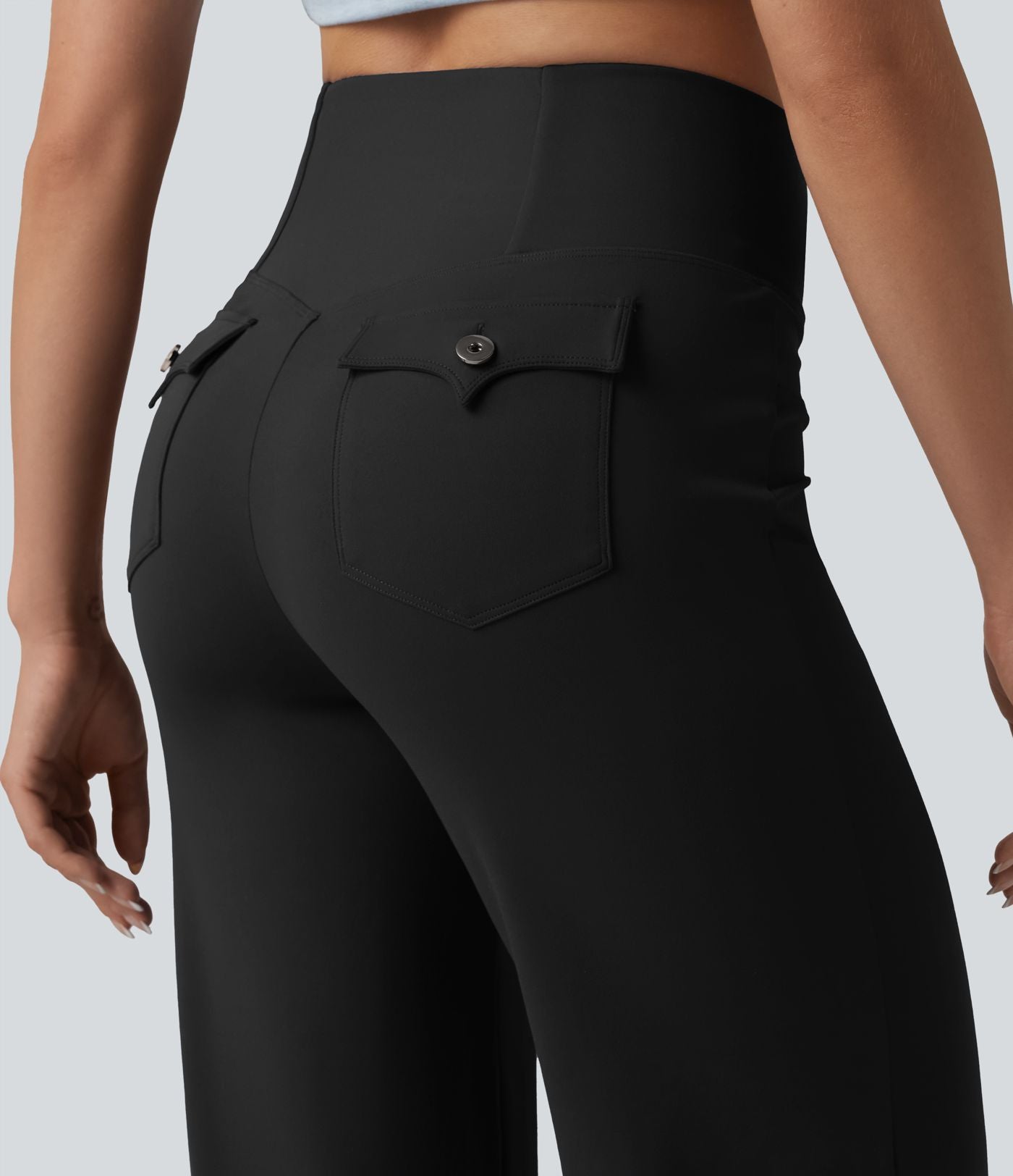 Pantalon bootcut casual DayStretch croisé taille haute ventre plat avec poches