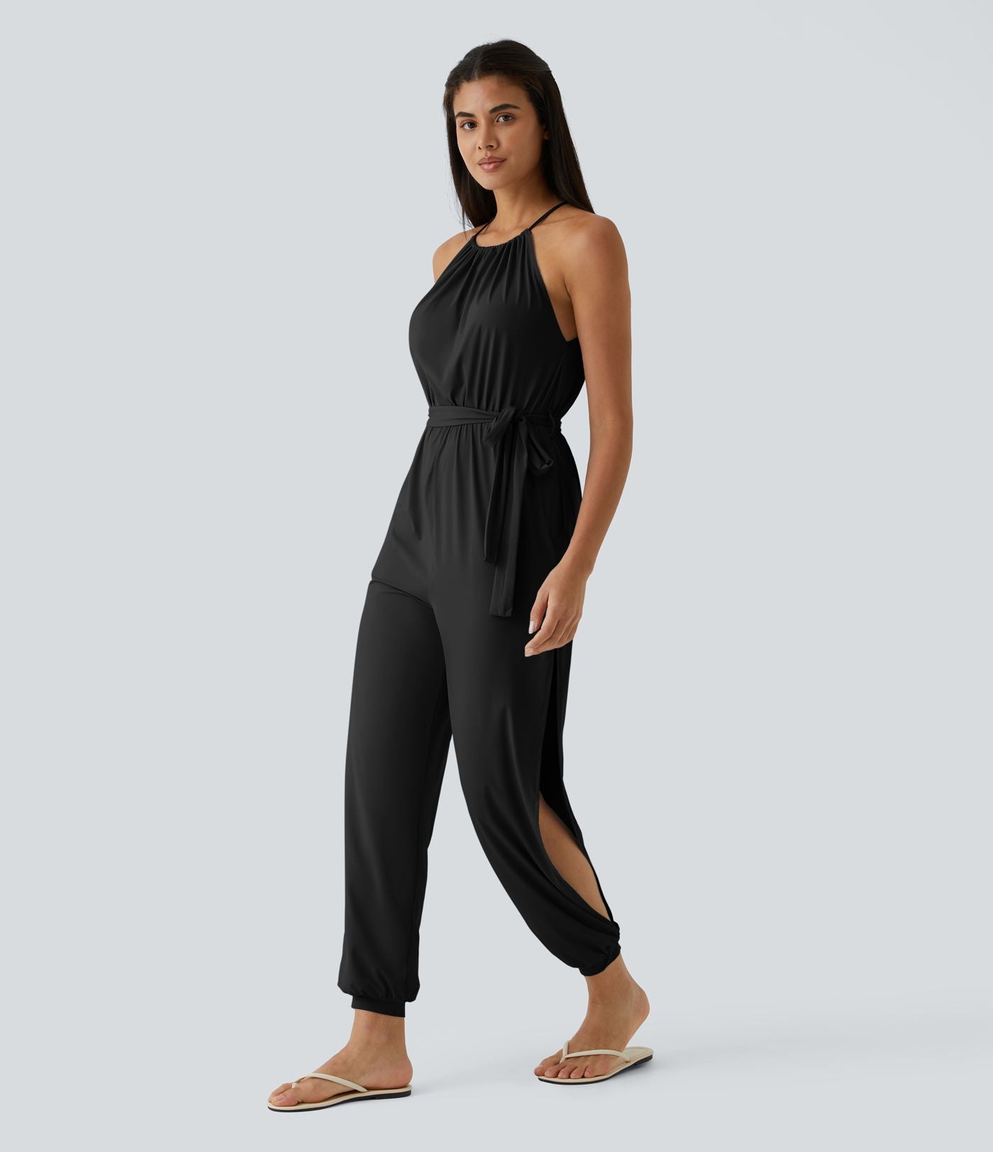 Combinaison de vacances sans manches avec attache au dos, plis, ceinture et poches latérales et découpes effet frais InstantCool