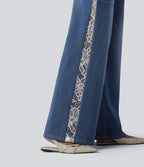 Jean large Halara Flex™ décontracté taille haute avec poches et dentelle contrastée