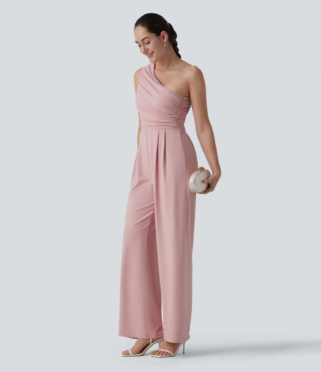 Combinaison décontractée asymétrique sans manches froncée soutien-gorge intégré avec poches - Easy Peasy