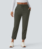 Pantalon de golf fuselé, taille mi-haute, cordon, ourlet courbé, séchage rapide, avec poches—UPF40+