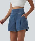 Short en jean ample Halara Flex™ taille haute décontracté avec poches