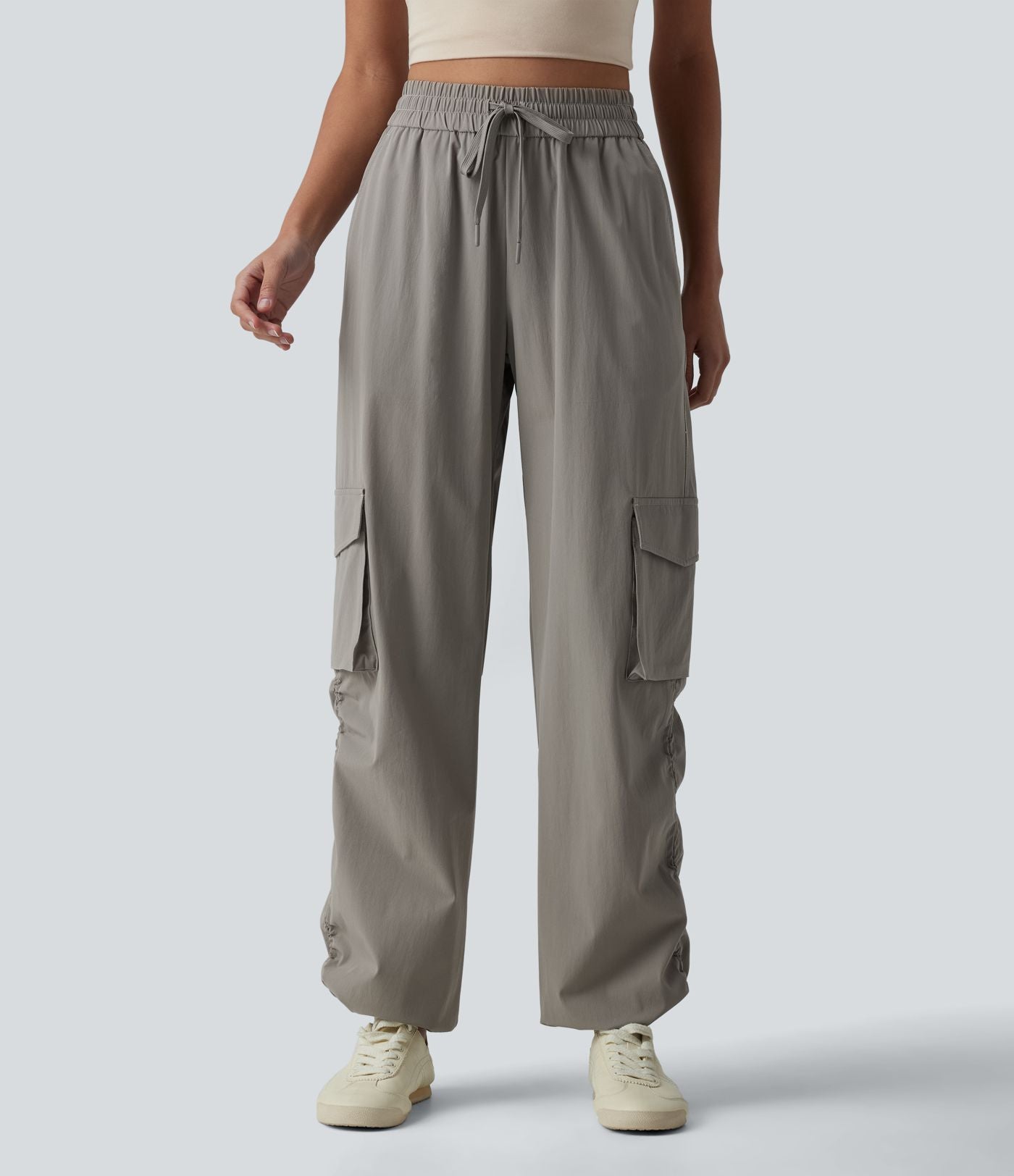 Jogging cargo ample décontracté taille haute avec cordon de serrage avec poches