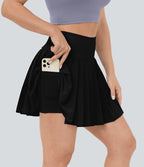Breezeful™ Jupe Courte Casual Forme A 2 en 1 à Taille Haute avec Poches Latérales Plis et Séchage Rapide