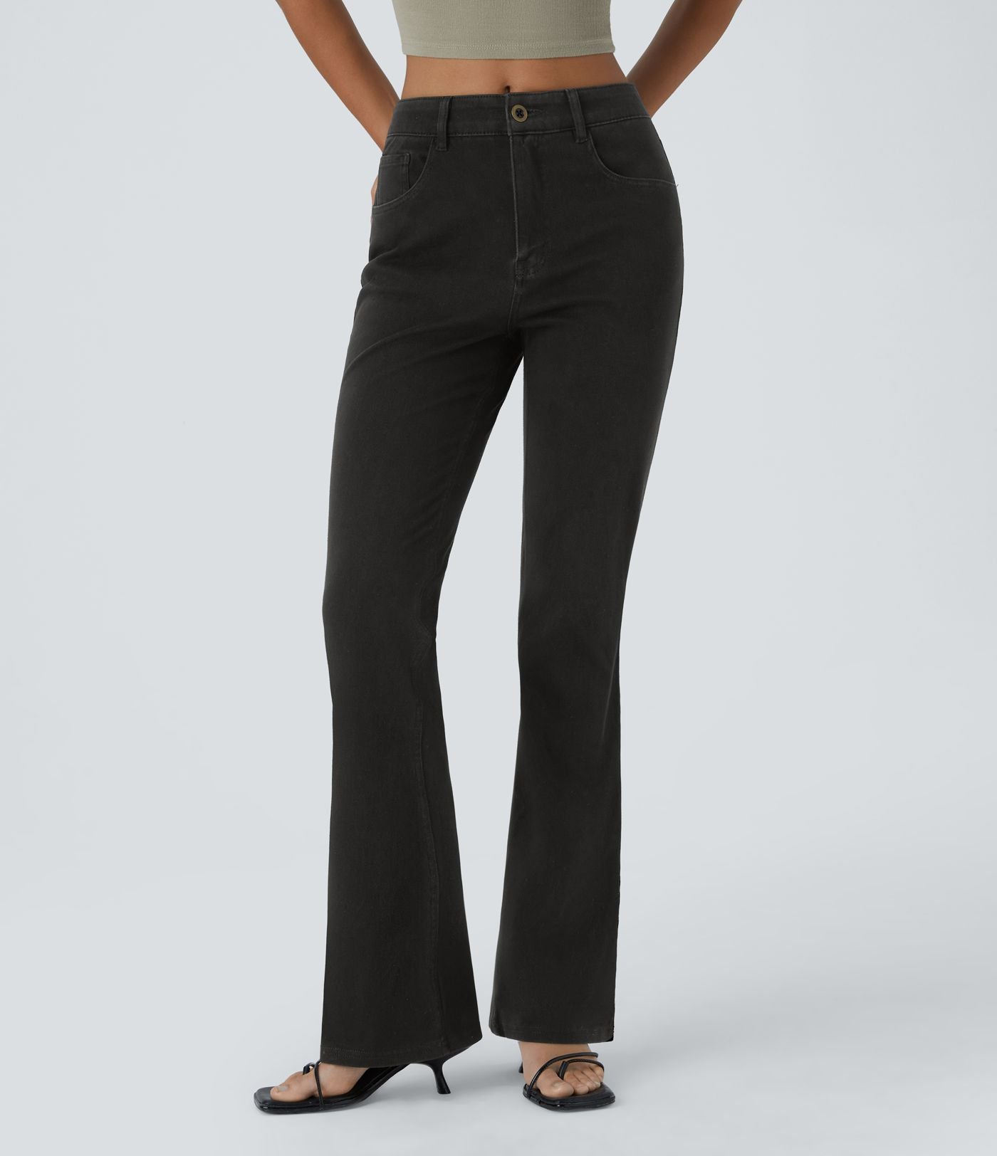 Halara Flex™ Jean Évasé Casual Taille Mi-haute Tricot Extensible Boutonnés Poches