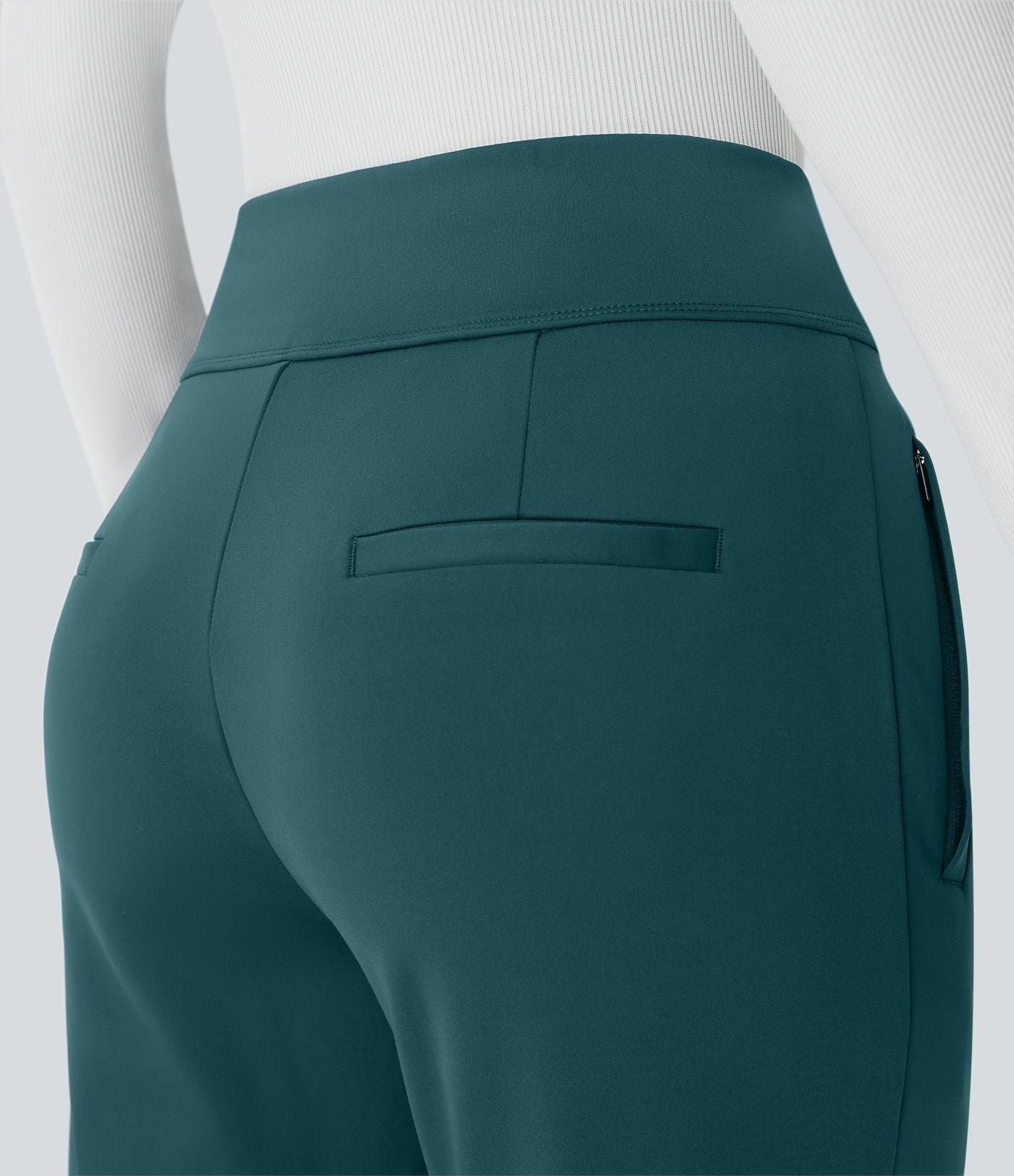 Pantalon tailleur évasé taille mi-haute Halara Flex™ DayStretch avec zip latéral et poches