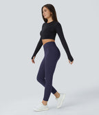 Softlyzero™ Polaire Legging Yoga à Taille Haute Thermique Croisée avec Poches Latérales
