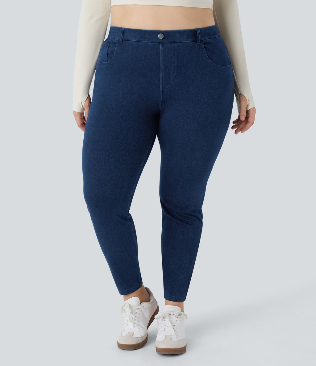 Legging de travail taille haute en denim Halara Flex™ avec poches, 7/8, grande taille