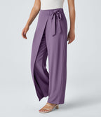 Pantalon Tailleur Large Fluide Taille Haute Fermeture Éclair Invisible