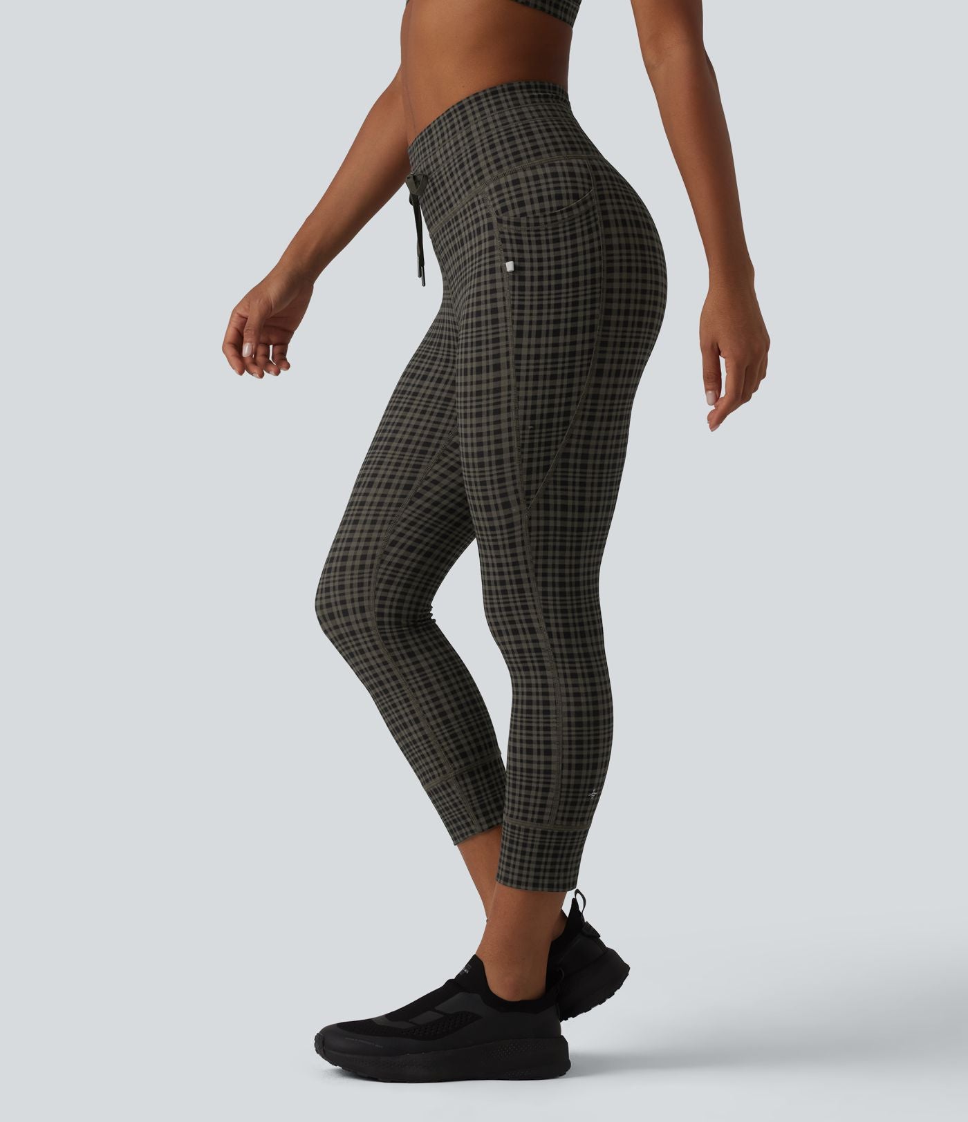 Legging corsaire de yoga Halara UltraSculpt™ imprimé à carreaux taille haute avec cordon de serrage et poches