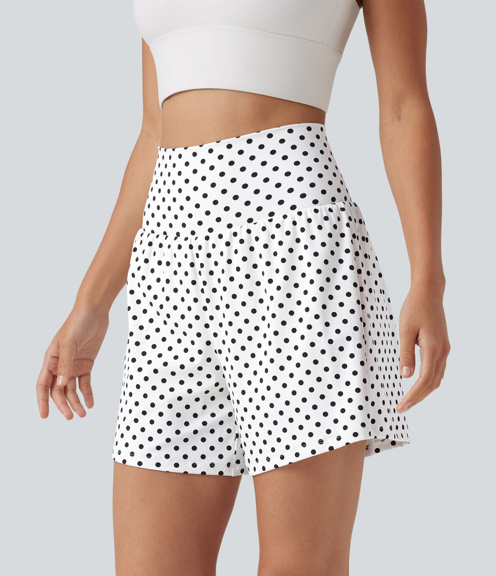 Short de yoga 2-en-1 taille haute 12,5 cm à pois avec poches