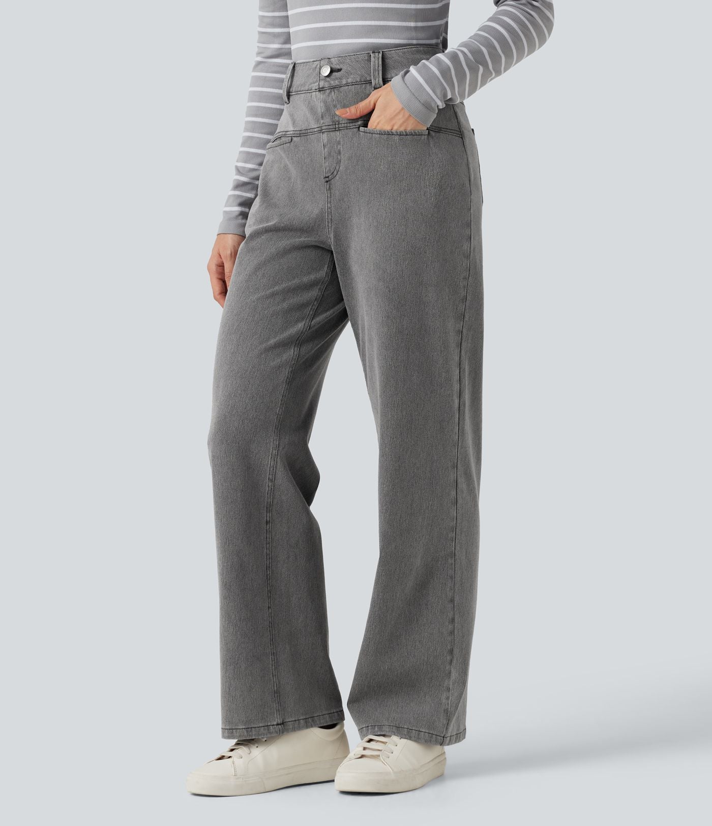 Jean droit taille mi-haute Halara Flex™ avec poches
