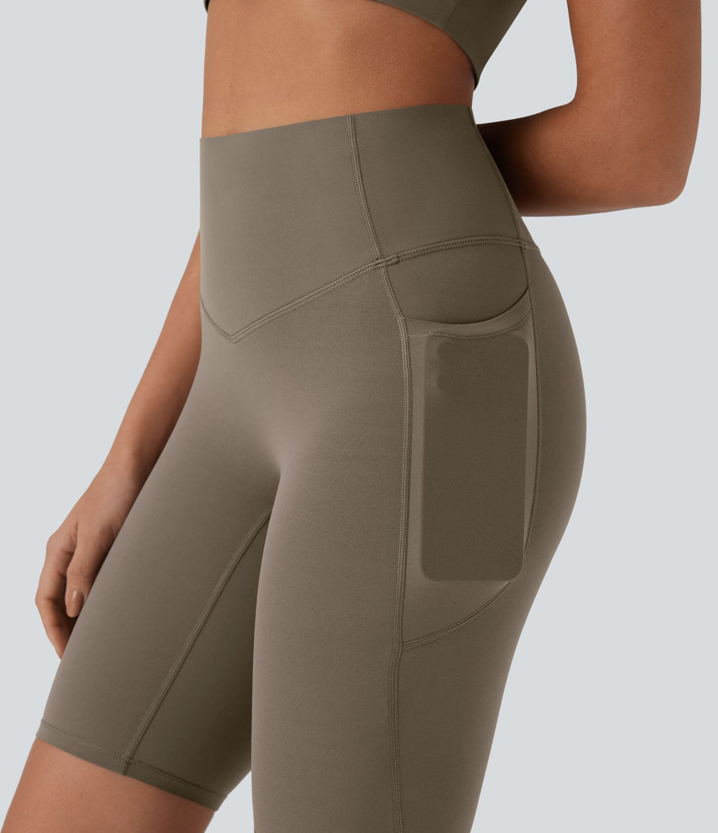 Short cycliste 22,8 cm d'entraînement gainant taille haute avec poches Halara UltraSculpt™