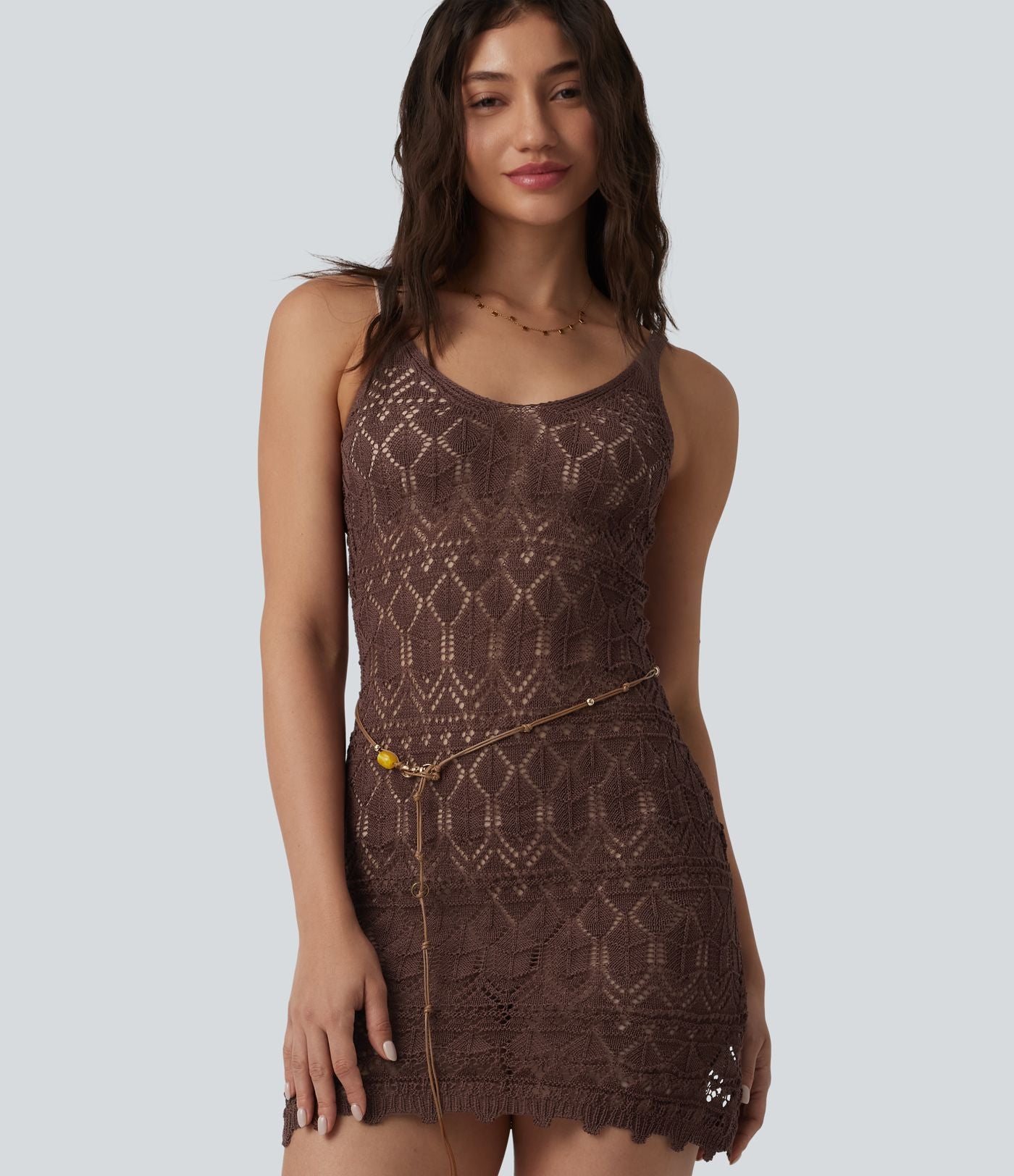 Robe mini moulante maille ajourée