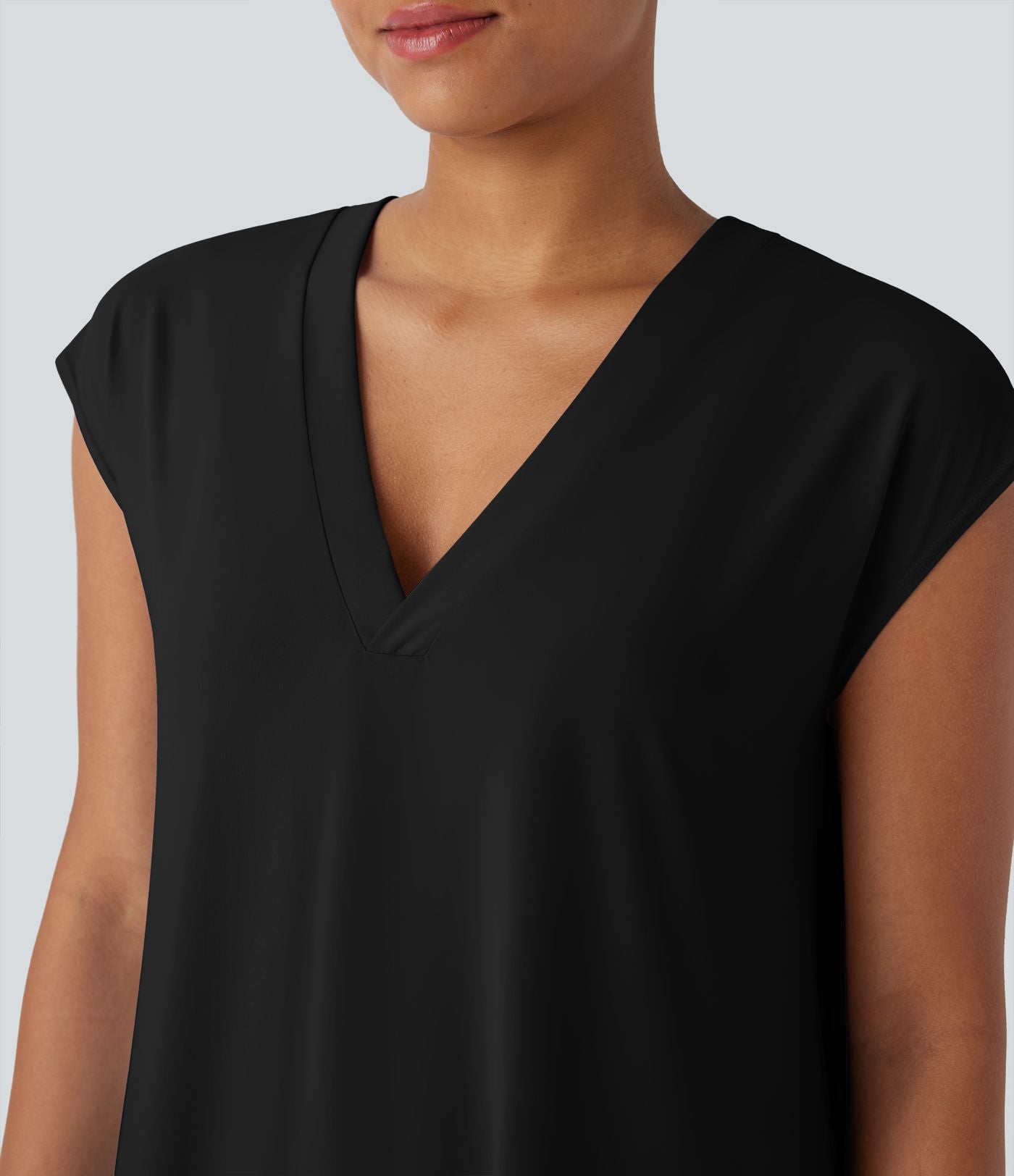 Cache-maillot décontracté à col V avec fente, à effet frais InstantCool, protection solaire UPF50+
