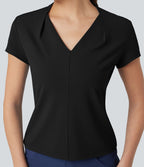 Haut tailleur col V manches courtes