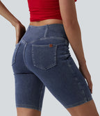 Short denim skinny décontracté Halara Flex™ croisé taille mi-haute 23 cm avec poches