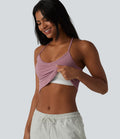 Débardeur décontracté col U dos en Y à effet frais InstantCool, ourlet arrondi et brassière intégrée à séchage rapide, protection solaire UPF50+