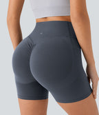 Short cycliste 12,5 cm d'entraînement gainant galbant taille haute avec effet scrunch et poches Halara UltraSculpt™