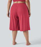 Pantalon corsaire grande taille large SoftlyZero™ Airy taille haute croisée effet frais InstantCool avec poches