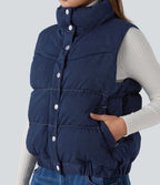 Halara Flex™ Doudoune sans manches en denim à col montant avec poches