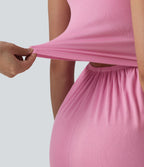 Combishort casual côtelé sans manches col V, fronces et soutien-gorge intégré, avec poches – Easy Peasy