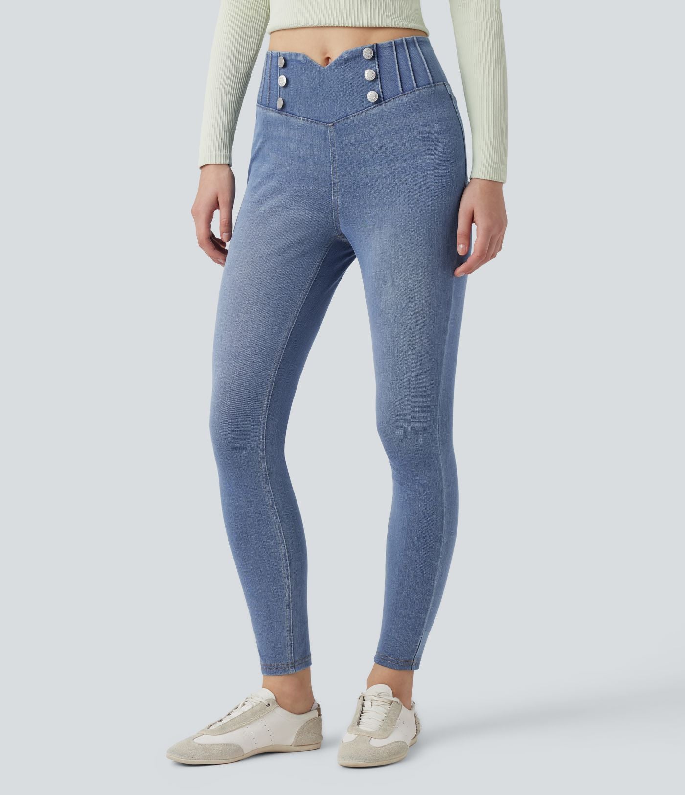 Legging 7/8 skinny en denim Halara Flex™ taille haute gainant avec poches