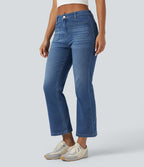 Halara Flex™ Jean 7/8 casual évasé en denim molleton taille mi-haute avec poches