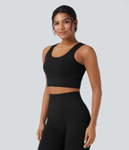 Brassière de sport yoga courte maintien léger col U en maille gaufrée sans couture OneForm Seamless Flow