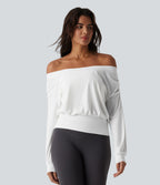 Haut de sport yoga épaules dénudées manches longues oversize effet frais InstantCool séchage rapide