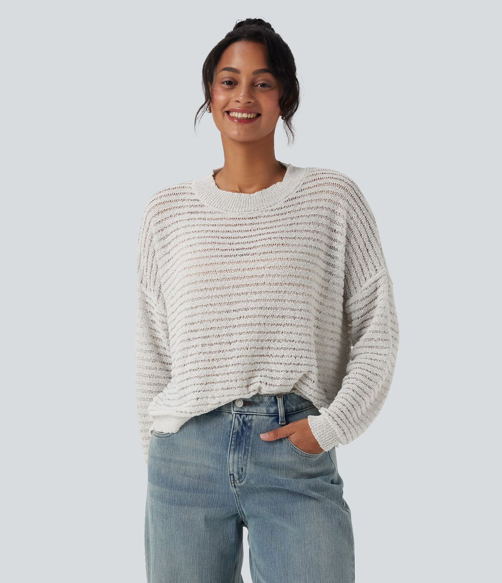 Pull décontracté col rond épaules tombantes coupe décontractée