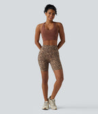 Short cycliste d'entraînement taille haute gainant effet push-up imprimé léopard 17,5 cm Halara UltraSculpt™ avec poches