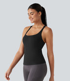 Débardeur de running croisé dos nu, brassière intégrée — version longue — bonnets A à D