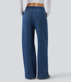 Jean jogging Halara Flex™ coupe droite fendu taille haute molleton français avec cordon de serrage et poches