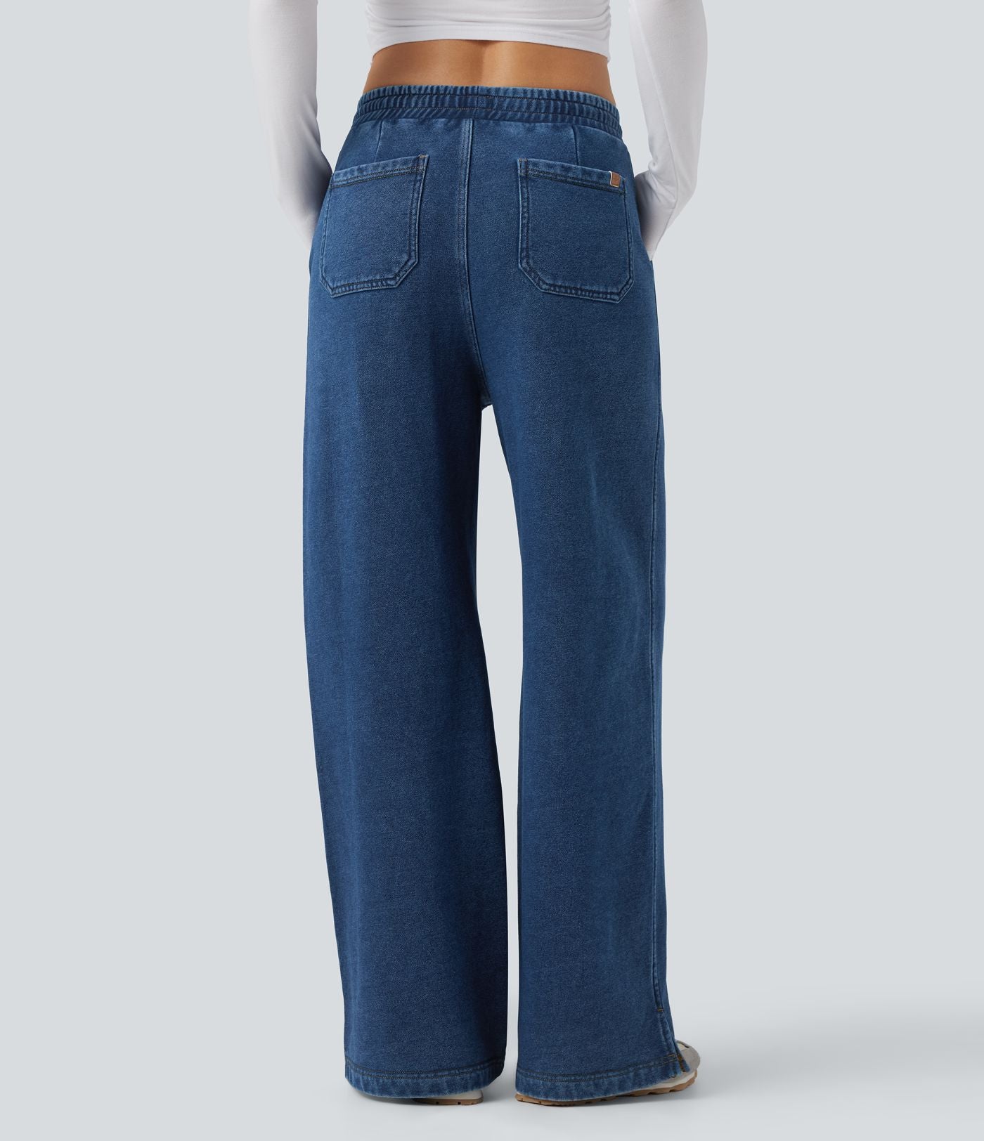 Jean jogging Halara Flex™ coupe droite fendu taille haute molleton français avec cordon de serrage et poches