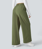 Pantalon Tailleur Large Fluide Halara Flex™ Gaufré Taille Haute Poches Latérales