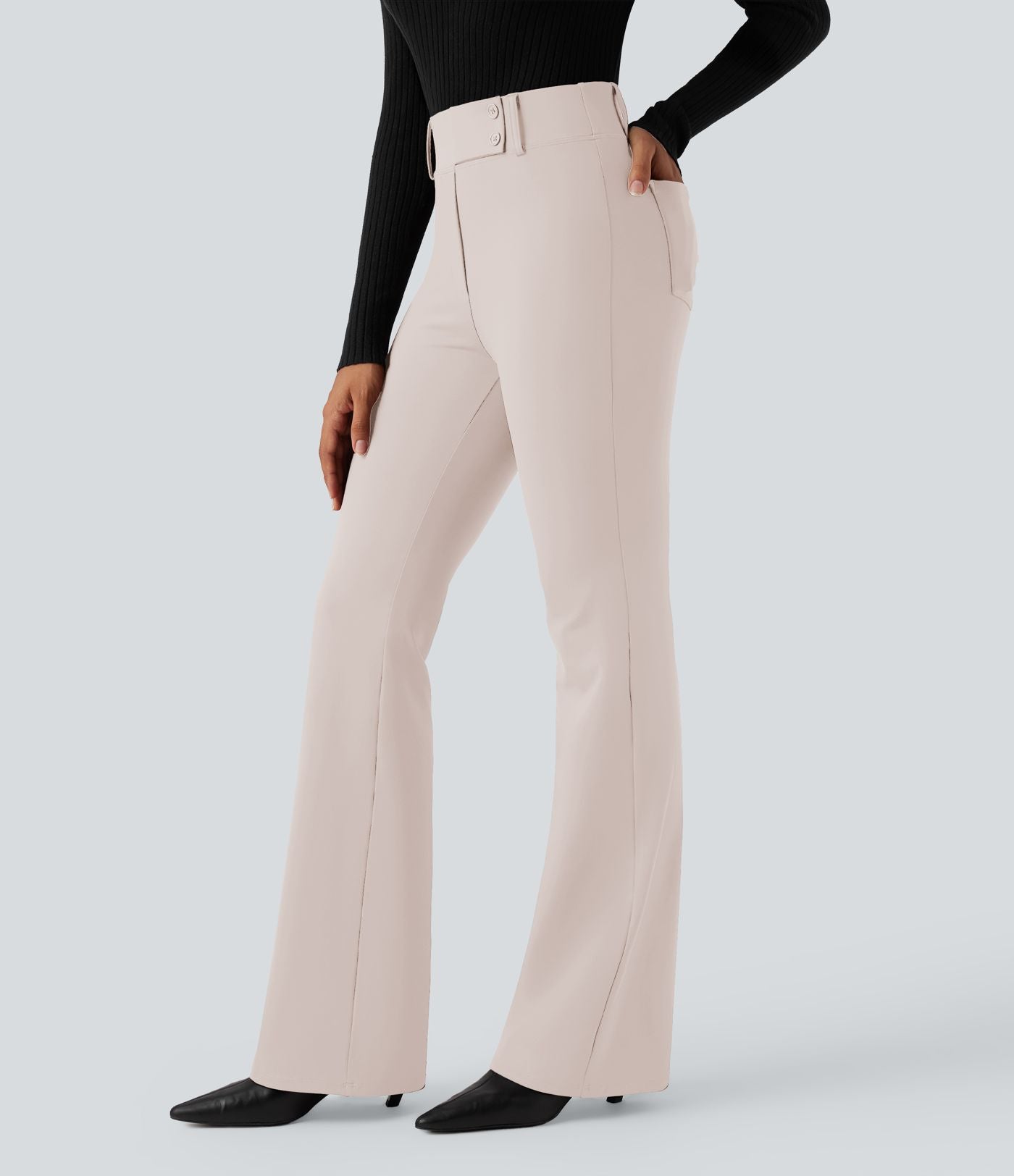 Pantalon tailleur évasé taille haute avec poches Halara Flex™