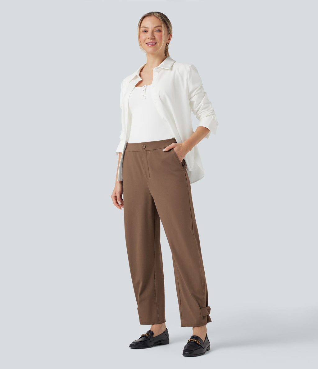 Pantalon de travail fuselé taille moyenne avec largeur ajustable Halara Flex™ DayStretch avec poches