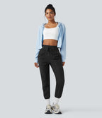 Jogging de danse fuselé froncé séchage rapide effet frais InstantCool taille haute avec cordon de serrage et poches, protection solaire UPF40+